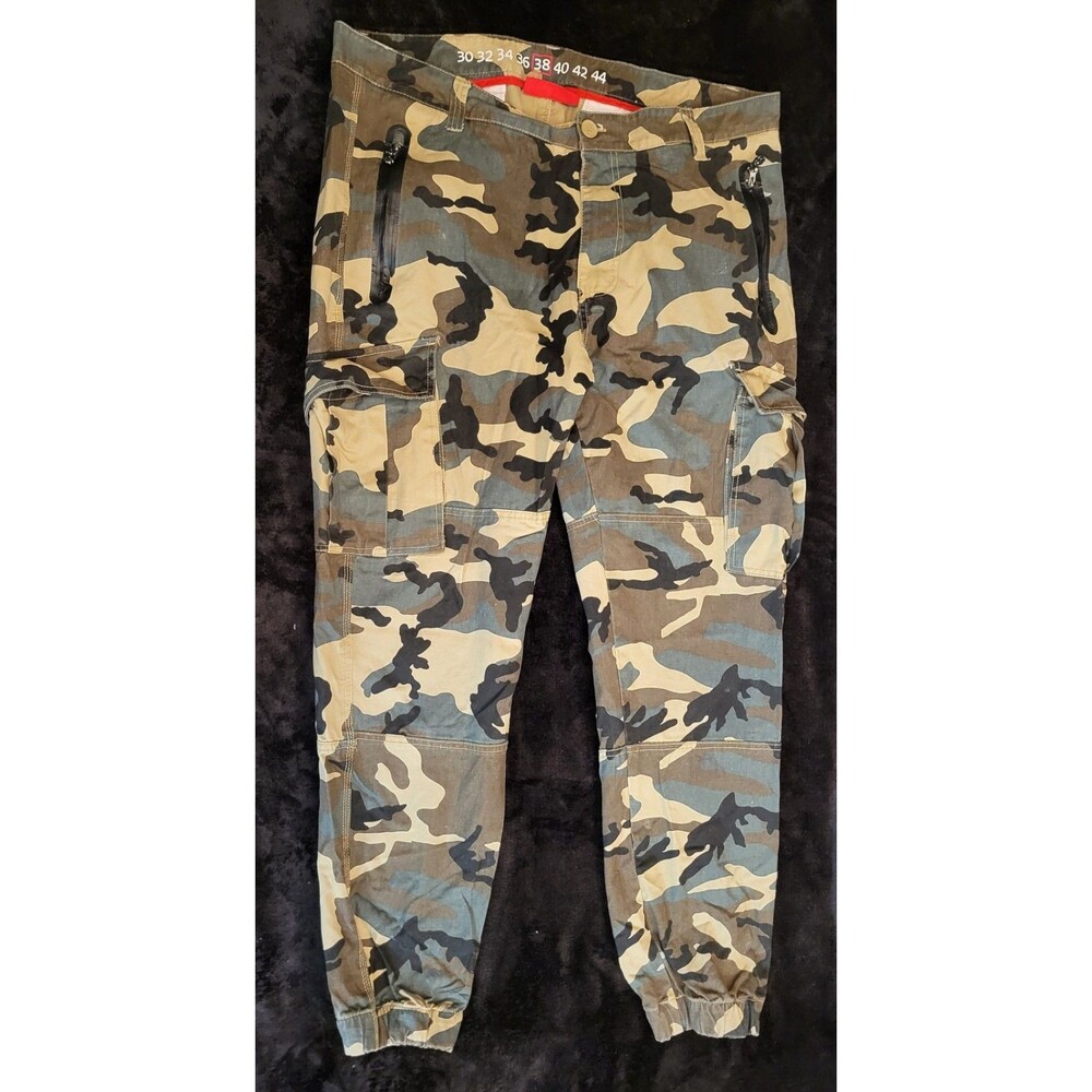 Men's Denim House Camouflage Cargo Pants W 38 L 32 Pockets 100% Cotton